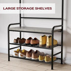 Narrow Hall Tree Storage Bench for Entryway, Coat Rack Shoe Bench