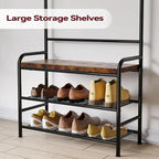 Narrow Hall Tree Storage Bench for Entryway, Coat Rack Shoe Bench