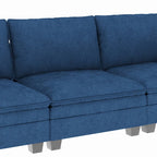 Christopher Knight Home - Noah Large 3-Seater L-Shaped Sofa with Movable Ottoman and Armrest Pockets, Fabric Upholstery