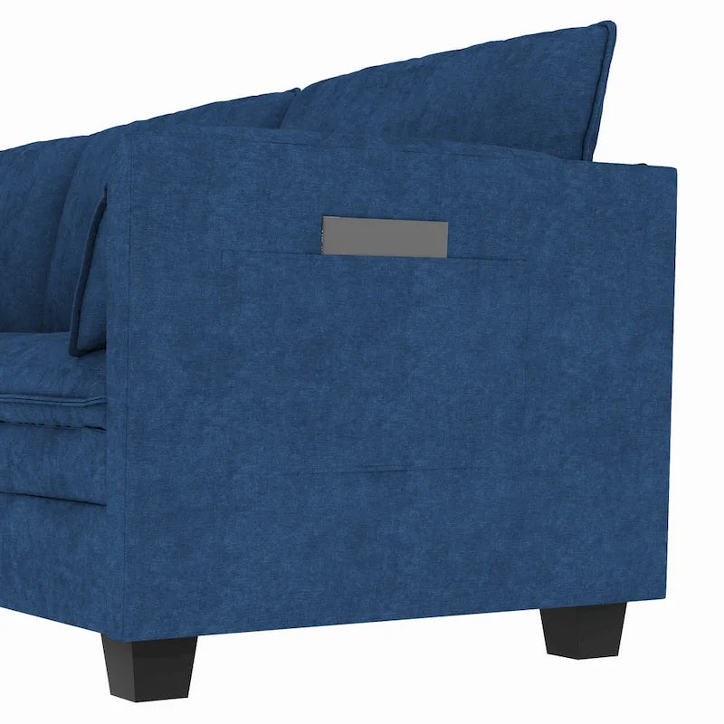 Christopher Knight Home - Noah Large 3-Seater L-Shaped Sofa with Movable Ottoman and Armrest Pockets, Fabric Upholstery
