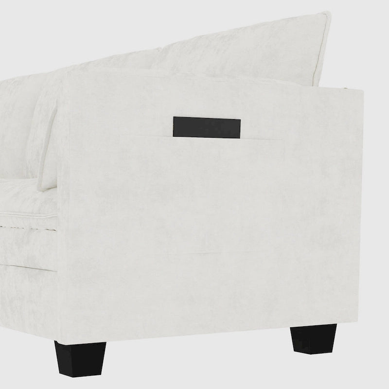 Christopher Knight Home - Noah Large 3-Seater L-Shaped Sofa with Movable Ottoman and Armrest Pockets, Fabric Upholstery