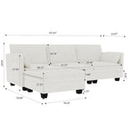 Christopher Knight Home - Noah Large 3-Seater L-Shaped Sofa with Movable Ottoman and Armrest Pockets, Fabric Upholstery