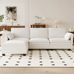 Christopher Knight Home - Noah Large 3-Seater L-Shaped Sofa with Movable Ottoman and Armrest Pockets, Fabric Upholstery