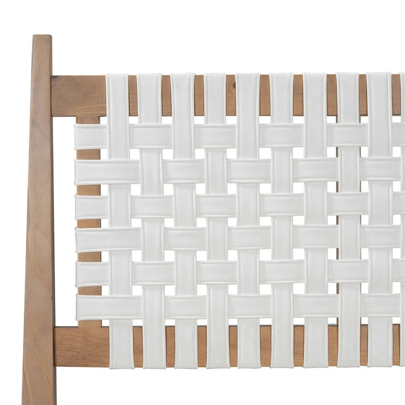 Christopher Knight Home - Harrison Queen Platform Bed with Woven Leather Headboard and Solid Wood Frame