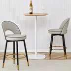 Modern Set of 2 Swivel Bar Stools with PU Cushioned Backrest Metal Legs, for Dining Room Living Room and Patio