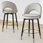 Modern Set of 2 Swivel Bar Stools with PU Cushioned Backrest Metal Legs, for Dining Room Living Room and Patio