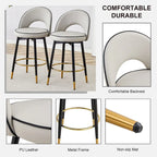 Modern Set of 2 Swivel Bar Stools with PU Cushioned Backrest Metal Legs, for Dining Room Living Room and Patio