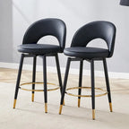 Modern Set of 2 Swivel Bar Stools with PU Cushioned Backrest Metal Legs, for Dining Room Living Room and Patio