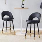 Modern Set of 2 Swivel Bar Stools with PU Cushioned Backrest Metal Legs, for Dining Room Living Room and Patio