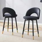 Modern Set of 2 Swivel Bar Stools with PU Cushioned Backrest Metal Legs, for Dining Room Living Room and Patio
