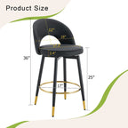 Modern Set of 2 Swivel Bar Stools with PU Cushioned Backrest Metal Legs, for Dining Room Living Room and Patio