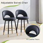 Modern Set of 2 Swivel Bar Stools with PU Cushioned Backrest Metal Legs, for Dining Room Living Room and Patio