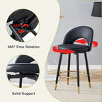 Modern Set of 2 Swivel Bar Stools with PU Cushioned Backrest Metal Legs, for Dining Room Living Room and Patio