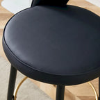 Modern Set of 2 Swivel Bar Stools with PU Cushioned Backrest Metal Legs, for Dining Room Living Room and Patio