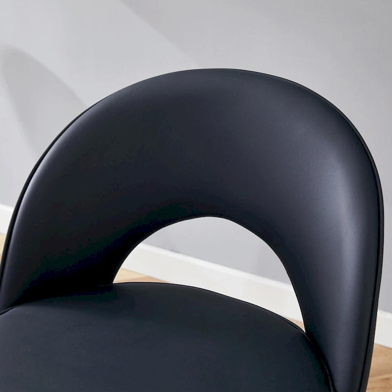 Modern Set of 2 Swivel Bar Stools with PU Cushioned Backrest Metal Legs, for Dining Room Living Room and Patio