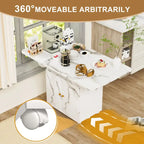 47 Wood Rolling Folding Kitchen Island with Storage Rack and Cabinet