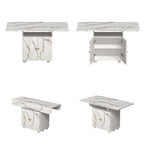 47 Wood Rolling Folding Kitchen Island with Storage Rack and Cabinet