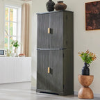 72 Tall Modern Fluted Pantry Cabinet, Storage Cabinet with 4 Doors