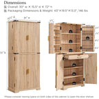 72 Tall Modern Fluted Pantry Cabinet, Storage Cabinet with 4 Doors