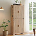 72 Tall Modern Fluted Pantry Cabinet, Storage Cabinet with 4 Doors