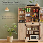 72 Tall Modern Fluted Pantry Cabinet, Storage Cabinet with 4 Doors
