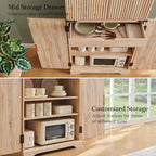 72 Tall Modern Fluted Pantry Cabinet, Storage Cabinet with 4 Doors