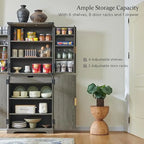 72 Tall Modern Fluted Pantry Cabinet, Storage Cabinet with 4 Doors