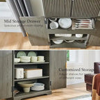 72 Tall Modern Fluted Pantry Cabinet, Storage Cabinet with 4 Doors