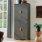 72 Tall Modern Fluted Pantry Cabinet, Storage Cabinet with 4 Doors