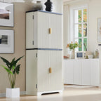 72 Tall Modern Fluted Pantry Cabinet, Storage Cabinet with 4 Doors