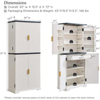 72 Tall Modern Fluted Pantry Cabinet, Storage Cabinet with 4 Doors