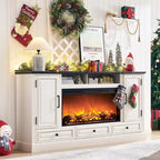 Farmhouse Fireplace TV Stand for 80 Inch TV, Entertainment Center
