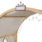 Solid Wood Playhouse Platform Bed Floor Montessori Bed Frame with Arched Roof and Trundle for Girls and Boys