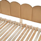 Solid Wood Playhouse Platform Bed Floor Montessori Bed Frame with Arched Roof and Trundle for Girls and Boys