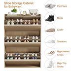 Shoe Cabinet with 3/2/4 Flip Drawers, Modern Shoe Storage for Entryway, Wooden Shoe Organizer Cabinet