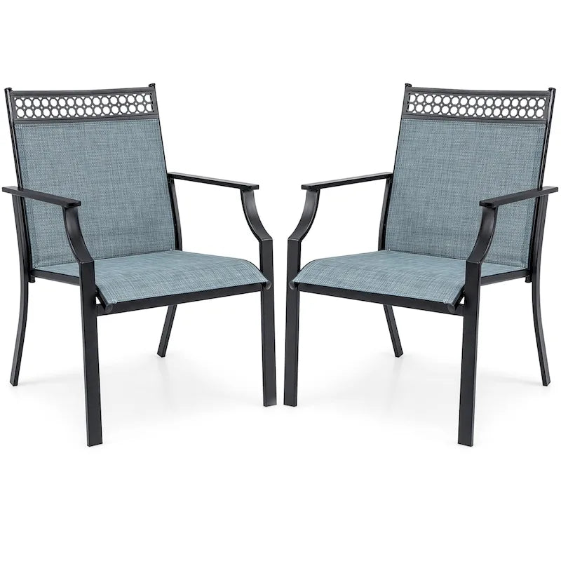 Costway Patio Chairs Set of 2 with All Weather Breathable Fabric High - See Details