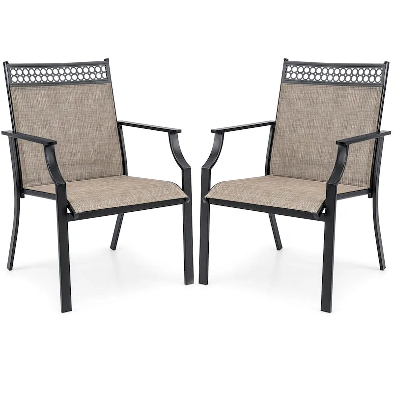 Costway Patio Chairs Set of 2 with All Weather Breathable Fabric High - See Details