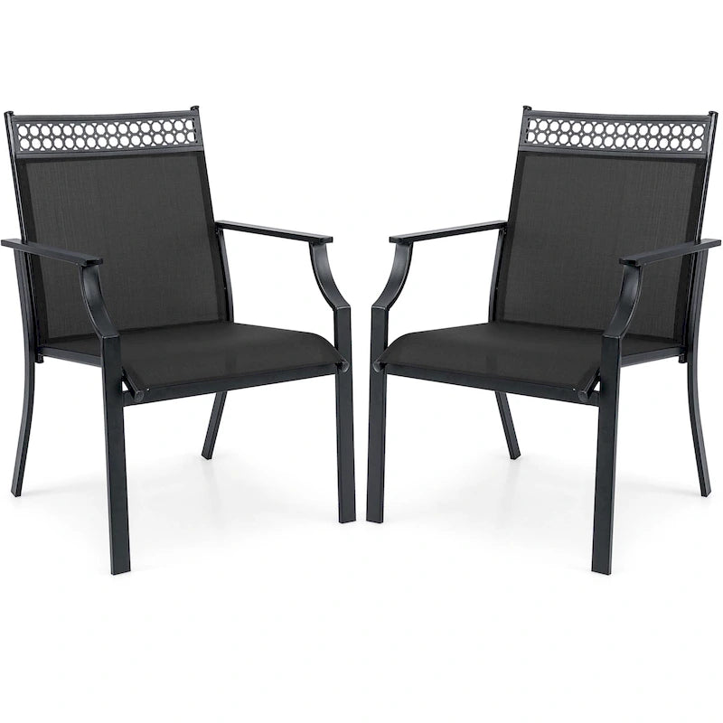 Costway Patio Chairs Set of 2 with All Weather Breathable Fabric High - See Details