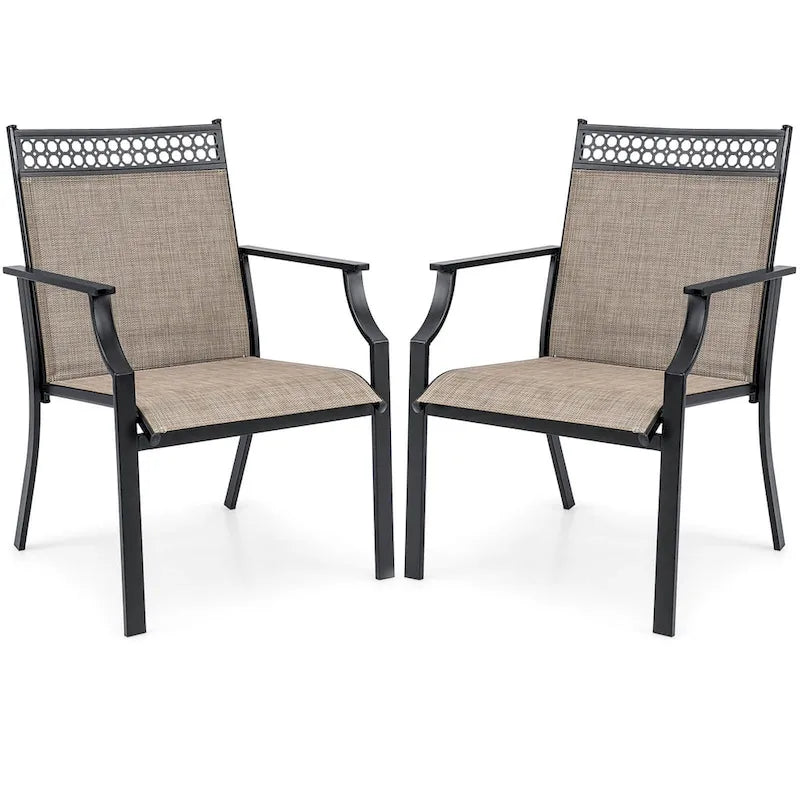 Costway Patio Chairs Set of 2 with All Weather Breathable Fabric High - See Details