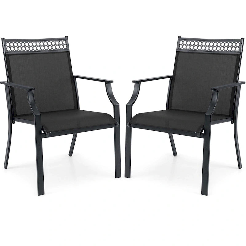 Costway Patio Chairs Set of 2 with All Weather Breathable Fabric High - See Details