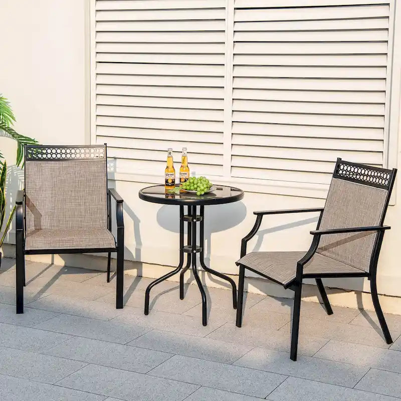 Costway Patio Chairs Set of 2 with All Weather Breathable Fabric High - See Details
