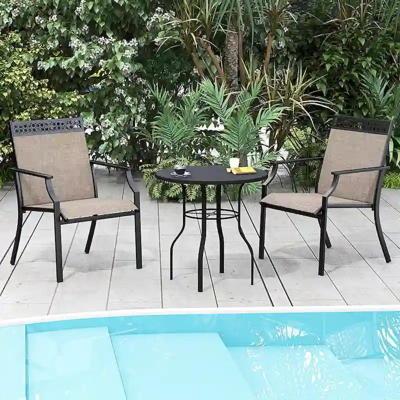Costway Patio Chairs Set of 2 with All Weather Breathable Fabric High - See Details