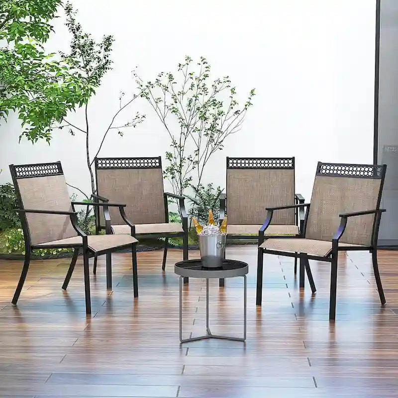 Costway Patio Chairs Set of 2 with All Weather Breathable Fabric High - See Details