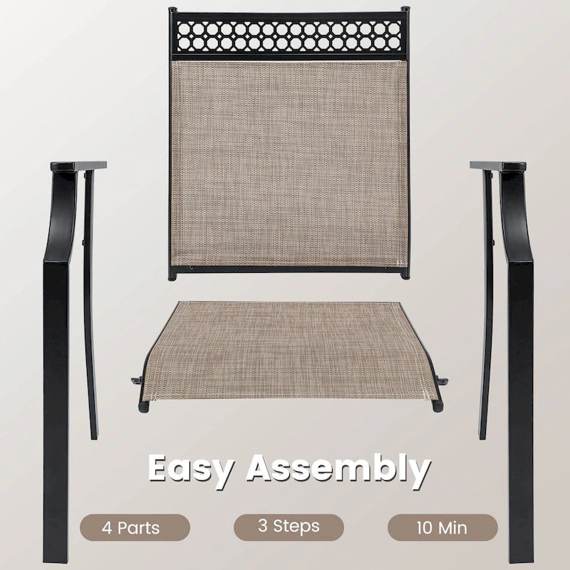 Costway Patio Chairs Set of 2 with All Weather Breathable Fabric High - See Details