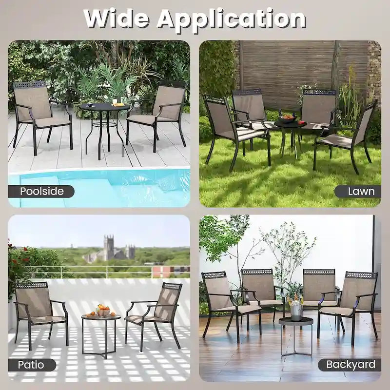 Costway Patio Chairs Set of 2 with All Weather Breathable Fabric High - See Details