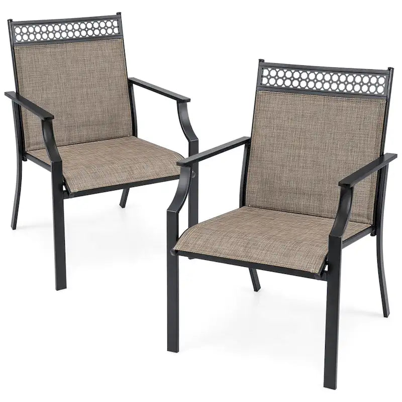 Costway Patio Chairs Set of 2 with All Weather Breathable Fabric High - See Details