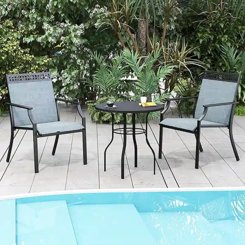 Costway Patio Chairs Set of 2 with All Weather Breathable Fabric High - See Details