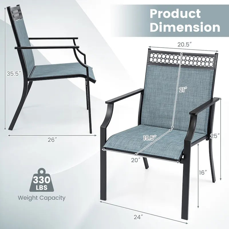 Costway Patio Chairs Set of 2 with All Weather Breathable Fabric High - See Details