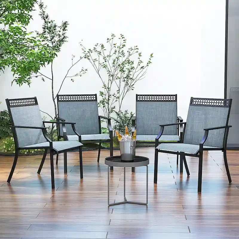 Costway Patio Chairs Set of 2 with All Weather Breathable Fabric High - See Details
