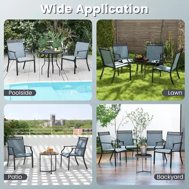 Costway Patio Chairs Set of 2 with All Weather Breathable Fabric High - See Details